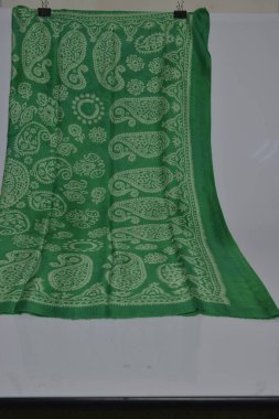 Azerbaijani national silk scarf called Kelagayi green color and national patterns