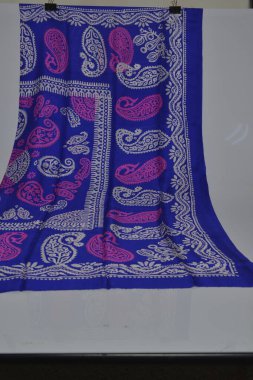 Azerbaijani national silk scarf called Kelagayi violet color and national patterns