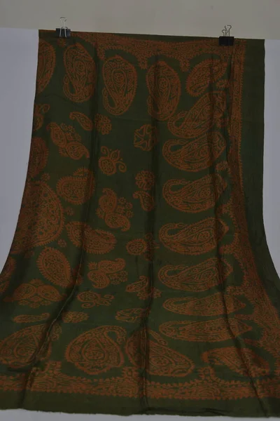Azerbaijani national silk scarf called Kelagayi green color and national patterns