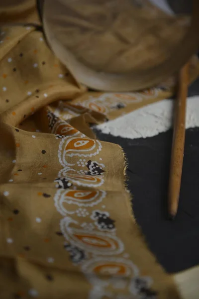 Azerbaijani national silk scarf called Kelagayi studio shooting