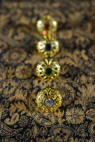 Azerbaijan Jewelry National Traditional Rings Different Colored Stones Decoration — Stock fotografie