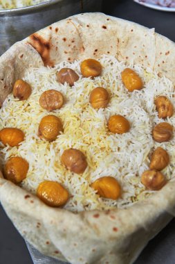 A dish of Azerbaijani national cuisine called Shah plov Riice full preparation step by step from start to finish	