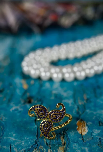 Buta Pattern Jewelry Ring Azerbaijan National Pattern Antique National Treasure — Stock fotografie