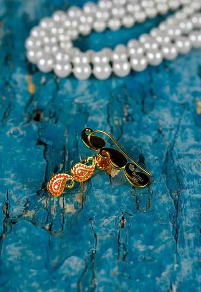 Buta Pattern Earring Jewelry Azerbaijan National Pattern Antiques National Treasure — Foto Stock