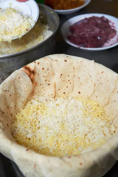 A dish of Azerbaijani national cuisine called Shah plov Riice full preparation step by step from start to finish	
