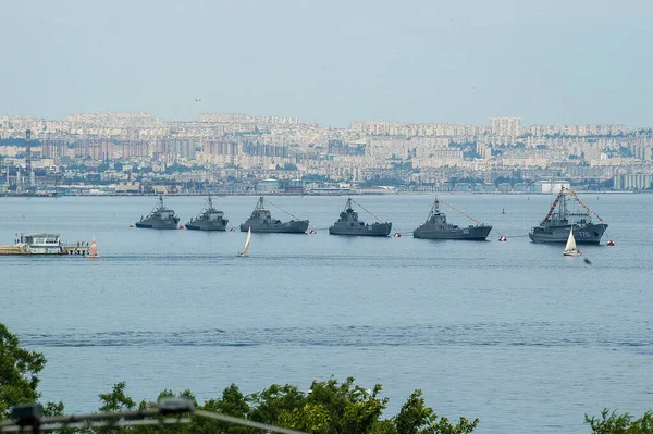 Azerbaijan Baku Caspian Boulevard Flotilla Preparation Salute Old Legendary Restaurant — стокове фото