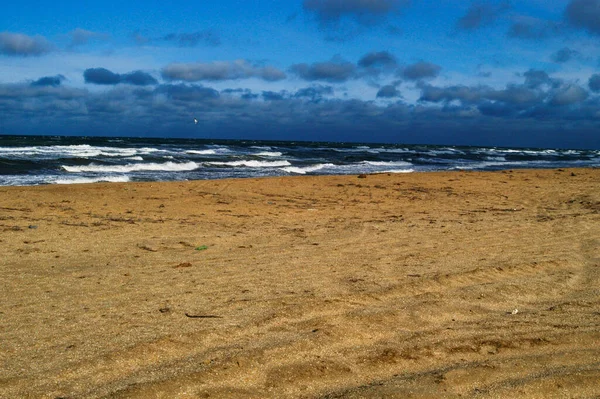 Азербайджан Бакинский Пляж Каспийское Море Новхани Расположение Пустое Место Берегу — стоковое фото