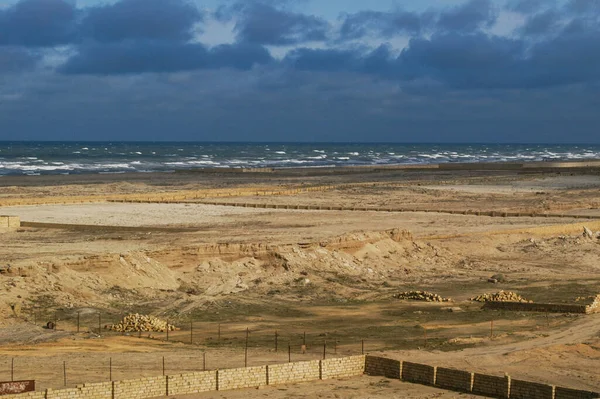Азербайджан Бакинский Пляж Каспийское Море Новхани Расположение Пустое Место Берегу — стоковое фото