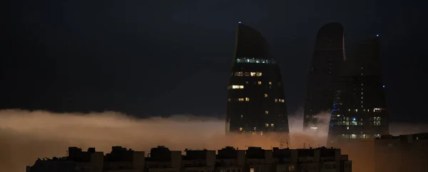 Amazing Fog City Baku Came Just Minutes Covered Entire City — Fotografia de Stock