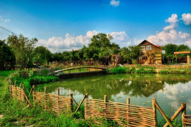 Azerbaijan sunset evening village called Nich in Gabala lake region