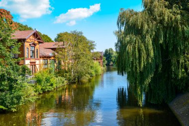 Amstel canal river in Amsterdam in summer beautiful warm day beautiful nature