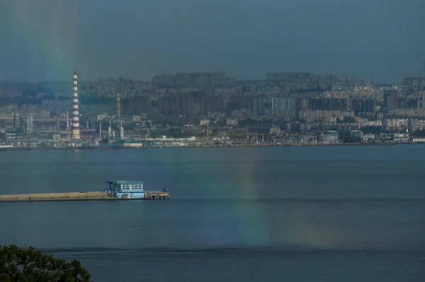 Panoramic Photo Baku Old City Boulevard Rainbow — Fotografia de Stock