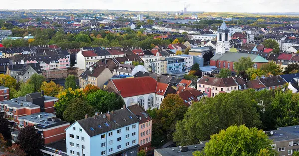 Panorama view of city view of Dortmund Germany twist from height