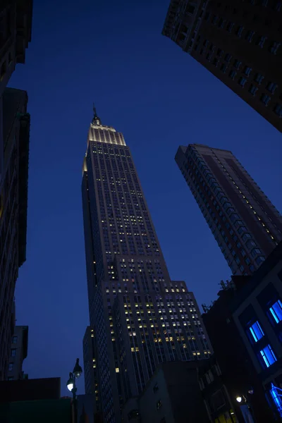 Панорама Вид Хмарочосу Вночі Нью Йорку — стокове фото