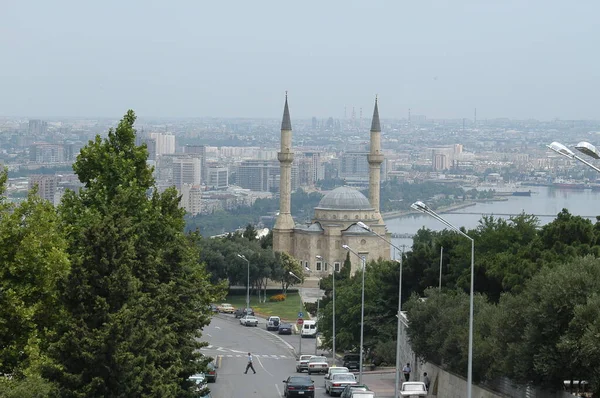 Beautiful View Mosque Baku Panorama View Whole City Rare Shot — Stok fotoğraf