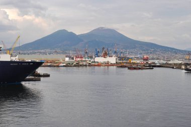 Gorgeous Italy beautiful mountain views from the sea from the ferry city of Naples Vesuvius volcano