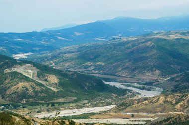 Panorama view mountains to the river gorge high in the mountains Azerbaijan nature