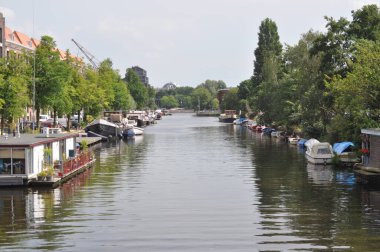 Netherlands city Amsterdam view of the canal windmill