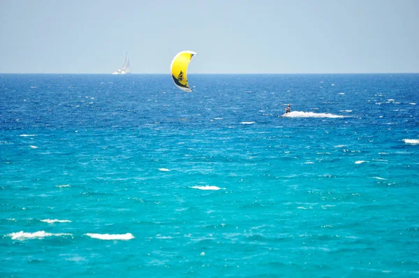 Gorgeous Italy Beautiful Sea Views Athletes Kayaking — Foto de Stock