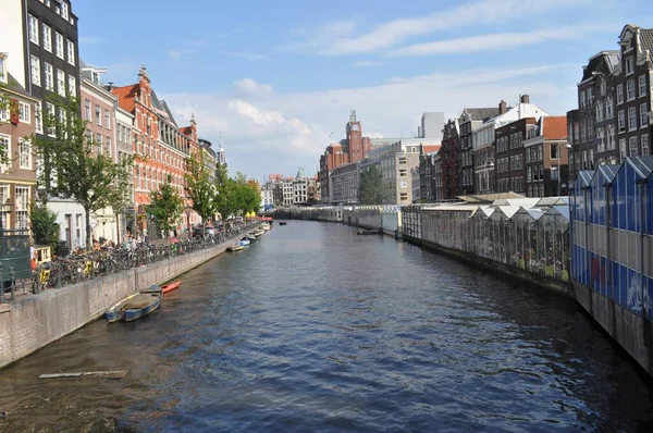 Beautiful Panorama Beautiful View Canal Amsterdam — Stock Photo, Image