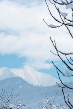 winter snowy mountains caucasus border russia region Balakan Azerbaijan