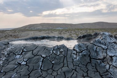 Mud volcanoes in Azerbaijan active views panorama Gobustan reserve
