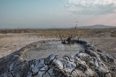 Mud volcanoes in Azerbaijan active views panorama Gobustan reserve