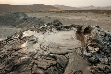Mud volcanoes in Azerbaijan active views panorama Gobustan reserve