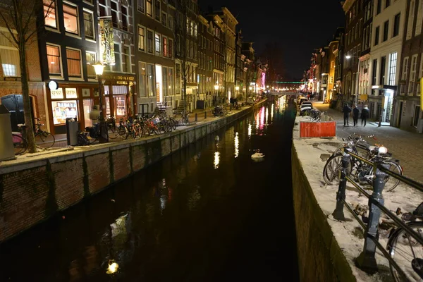 Holland Winter Snow Amsterdam City View — Foto de Stock