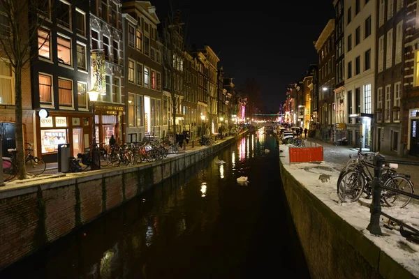 Holland Winter Snow Amsterdam City View — Stock Photo, Image