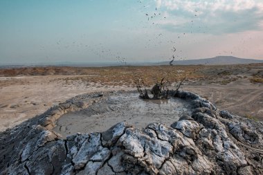 Mud volcanoes in Azerbaijan active views panorama Gobustan reserve