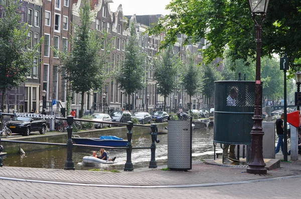 Holland Amsterdam City Center Transparent Toilet Street Man Does His — Stock Photo, Image