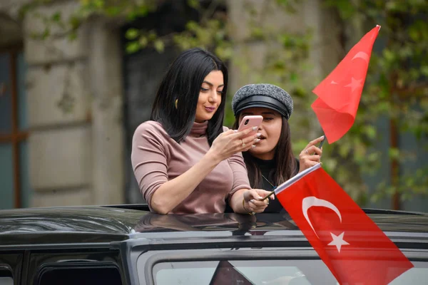 Ciudad Bakú Nación Azerbaiyana Celebra Victoria Guerra Días Con Bandera —  Fotos de Stock