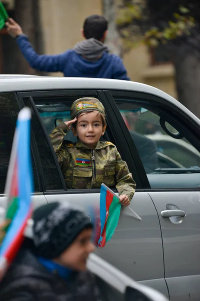 Baku Cidade Nação Azeri Celebra Vitória Guerra Dias Com Arménia — Fotografia de Stock