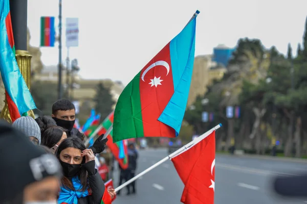 Baku City Azerbaijani Nation Celebrates Victory Day War Armenia Tricolor — Stock Photo, Image