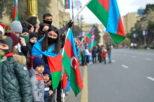 Baku City Azerbaijani Nation Celebrates Victory Day War Armenia Tricolor — Stock Photo, Image