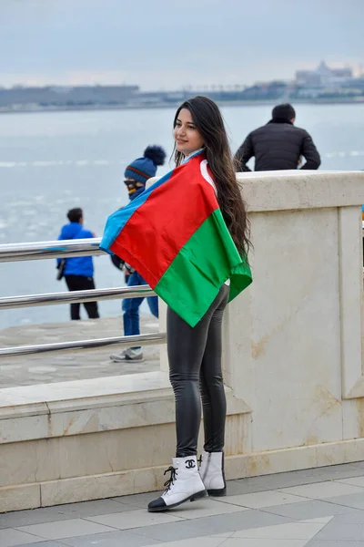 Місто Баку Азербаян Святкує Перемогу Денній Війні Арменією Триколор — стокове фото