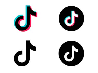 Tiktok sosyal medya web sitesi arayüzünün siyah beyaz logo tipi resim simgesi