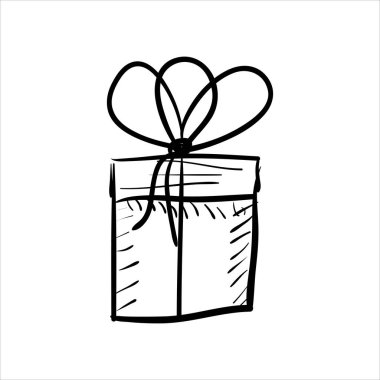 resim çizimi el çizimi hediye kutusunun kurdeleli vektör simgesi