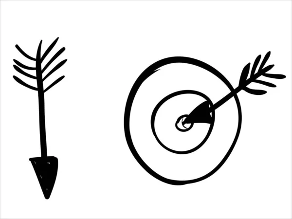 Art Illustration Hand Draw Vector Symbol Icon Set Target Arrow — ストックベクタ