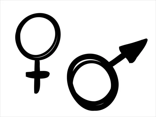 Ручной Рисунок Иконка Векторного Символа Мужского Женского Гендерного Признака — стоковый вектор