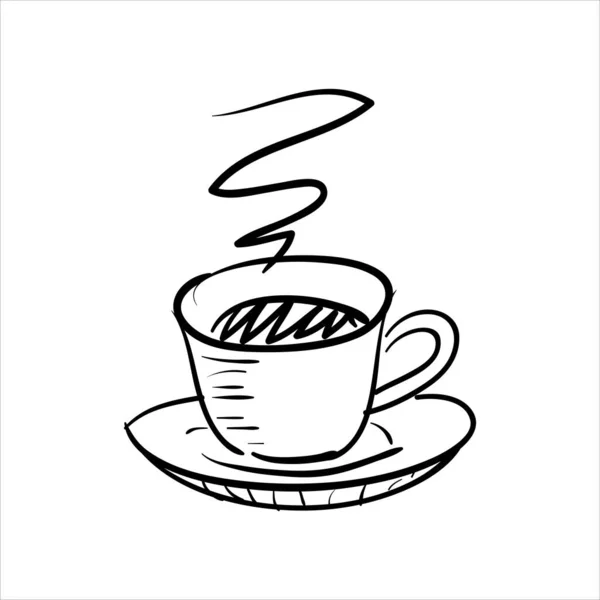 Art Illustration Hand Draw Vector Symbol Icon Cup Coffee — Stock vektor