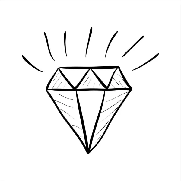 Arte Ilustración Mano Dibujar Símbolo Vectorial Icono Diamante Sobre Fondo — Archivo Imágenes Vectoriales