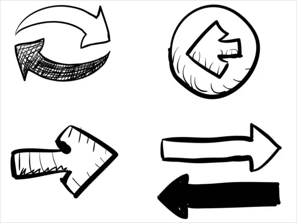 Illustration Art Dessin Main Symbole Vectoriel Icône Ensemble Flèches — Image vectorielle