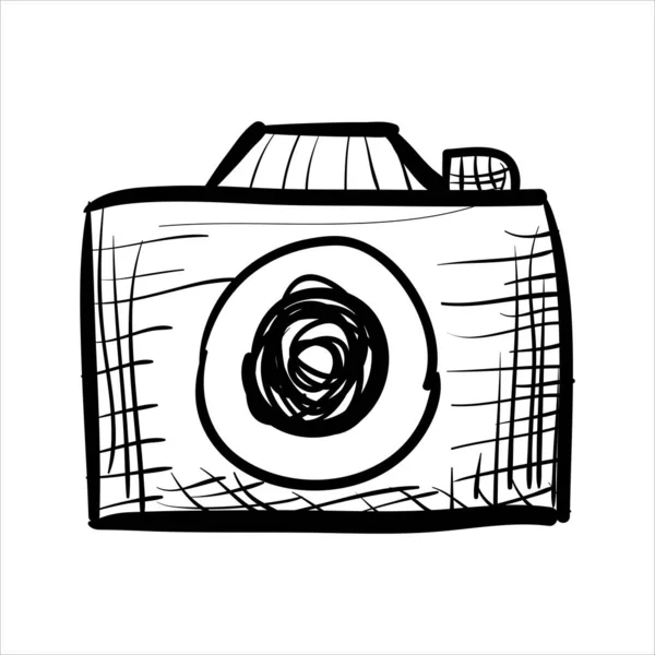 Arte Illustrazione Mano Disegnare Vettoriale Simbolo Icona Della Fotocamera — Vettoriale Stock