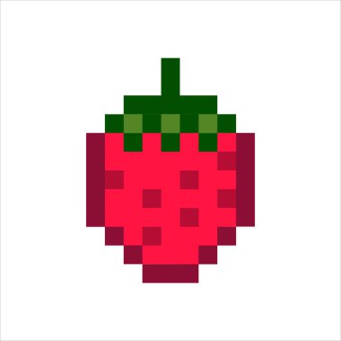 piksel resim çizimi resim çizimi bit tasarım karakter simgesi çilek meyveleri