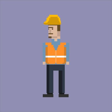 piksel resim çizimi sanat eseri bit tasarım karakter simgesi inşaat işçilerinin mesleği
