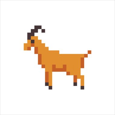 pixel art illustration draw artwork character icon symbol of goat animal