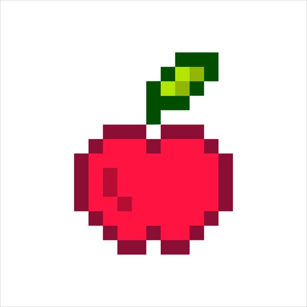 Pixel Arte Ilustración Dibujar Ilustración Icono Carácter Símbolo Frutas Manzana — Vector de stock