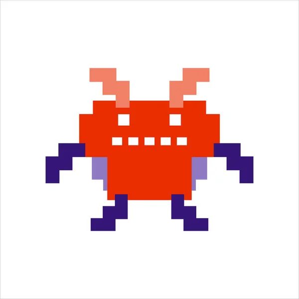 Art Illustration Pixel Draw Artwork Character Icon Symbol Alien Monster — Vetor de Stock